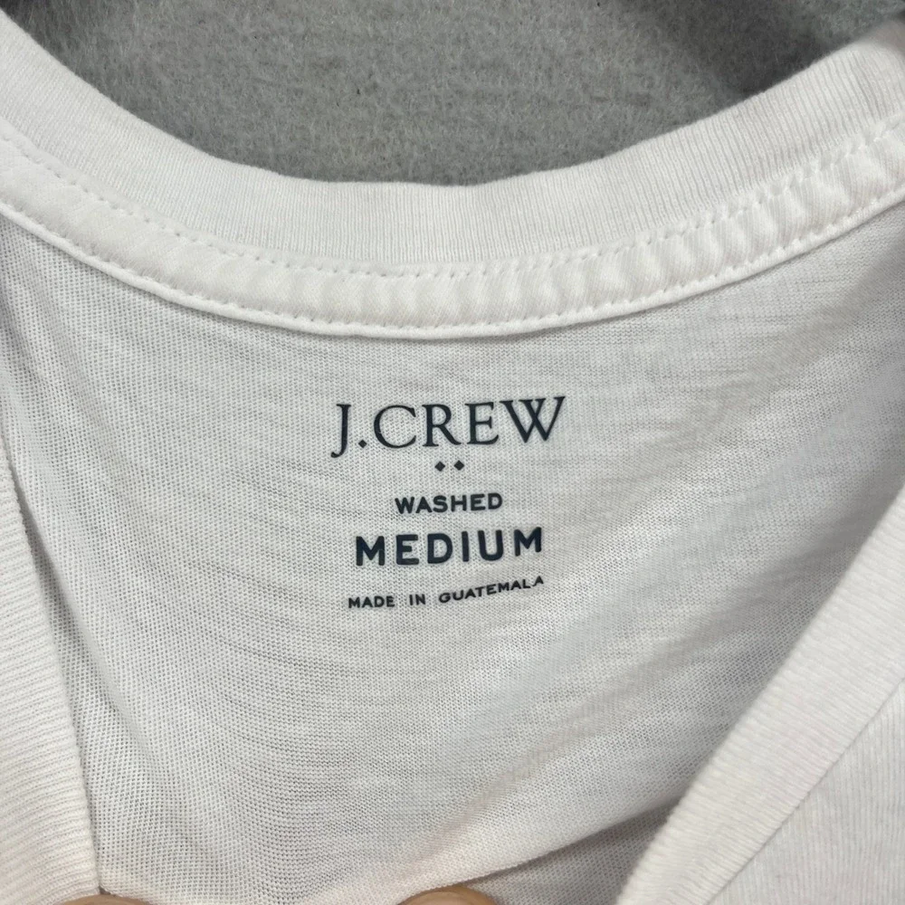 J.Crew T-Shirt Men's Size M White Washed Cotton V-Neck Casual Minimalist Tee
